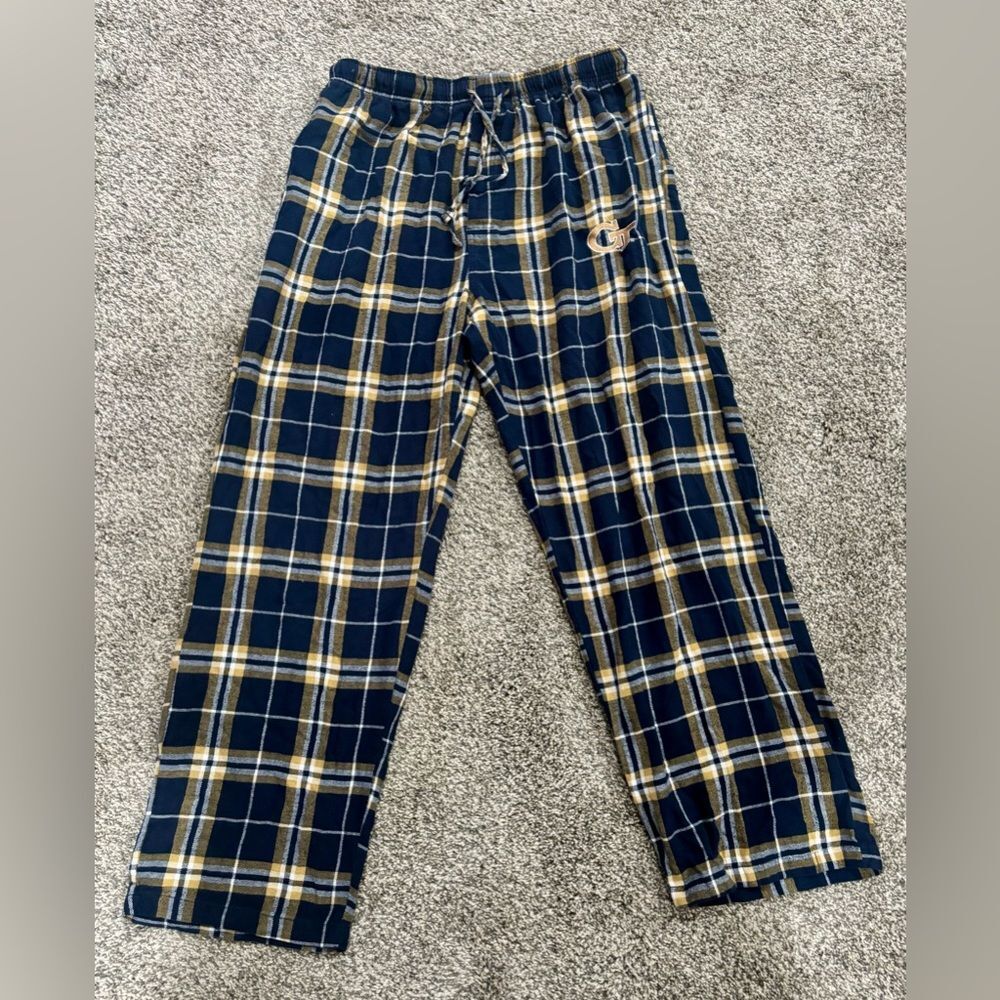 Women’s Plaid Ga Tech Sleepwear Pajama Gold/Navy Pants-size Large